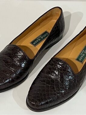 Cole Haan Women’s Dark Brown Crocodile Leather Loafers
